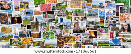 Collage of images of a persons life in an exact social media banner size