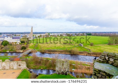 View of the famous ruins at Trim Castle Yellow Steeple Great Hall Mint Sheep\'s Gate