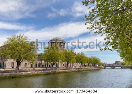 Four Courts and O\'Donovan Rossa bridge in Dublin city centre