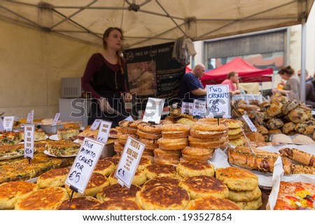 DUBLIN - MAY 17, 2014: Temple Bar Food Market is located at Meeting House Square. This weekly market takes place every Saturday in Dublins city centre.