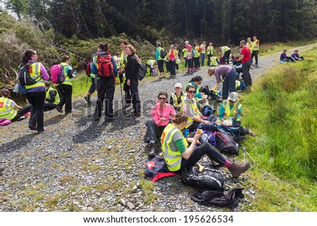 DUBLIN - MAY 25, 2014: Barretstown Dublin Mountains Challenge 2014 is held for the first time to raise money for Barretstown.