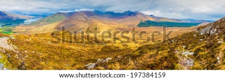 180 degrees view of Connemara National Park Mountains