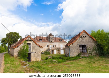 Typical French country home with barns