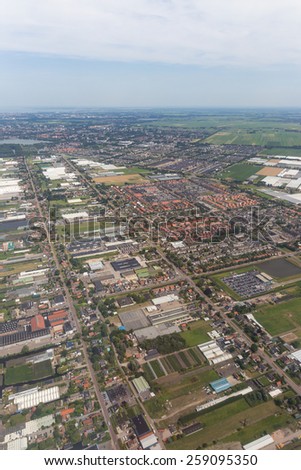 Aerial scene of the residential area at Amsterdam Schiphol Airport