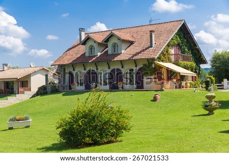 Big Frenh country house with large green garden