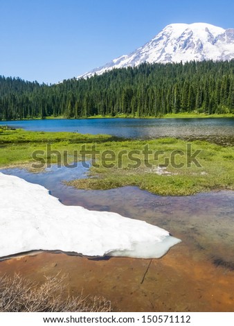 Louise Lake and Mt Rainier, Washington