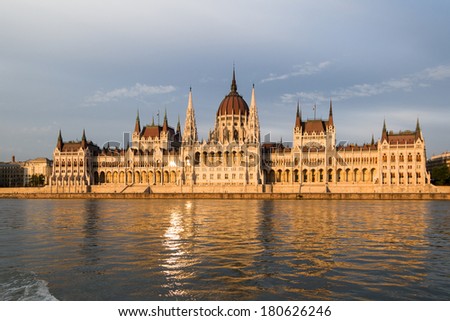 Orange Sunset Colors on the Hungarian Parliament House