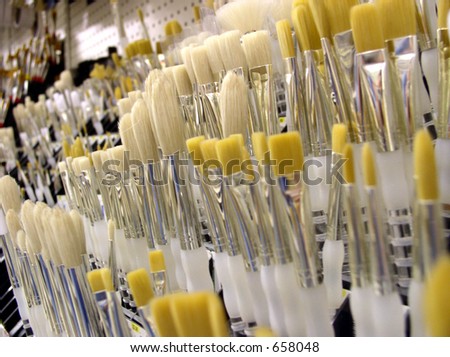 display of paintbrushes for sale in a craft store