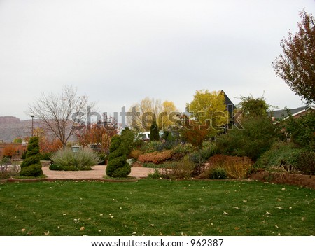 a landscaped yard in autumn