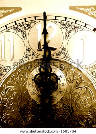 high contrast image of grandfather clock face