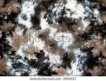 grunge abstract leaf background design of black, blue and tan coloring