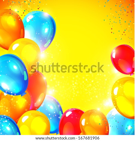 Colorful vector balloons. Vector illustration for your holiday card. Birthday design.
