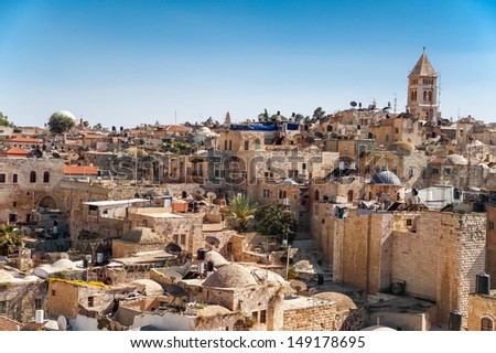 View On The Landmarks Of Jerusalem Old City,