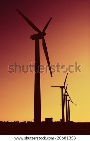 Stylized image of wind energy converters; alternative energy generation;