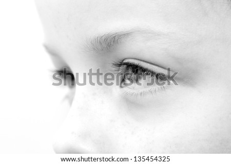 close up of a sad childs eyes