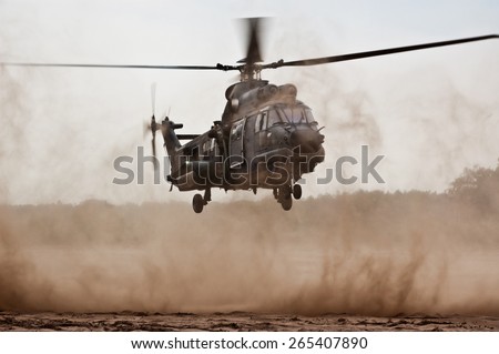 Military helicopter landing