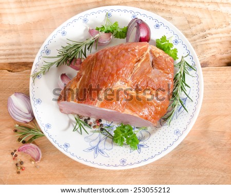 raw meat before cooking on a plate from above