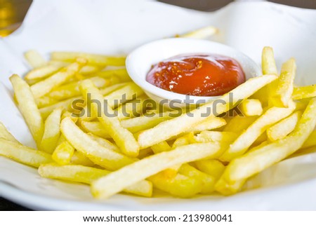 French fries and ketchup on the plate