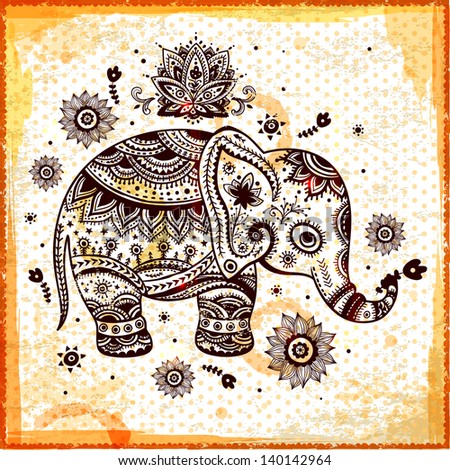 Ethnic elephant illustration can be used as a greeting card Ethnic elephant illustration can be used as a greeting card