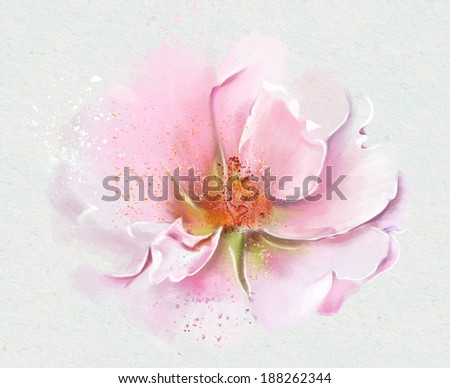 pink roses, watercolor painting