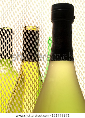 Wine Glassware Abstract background design made from  empty  wine bottles.