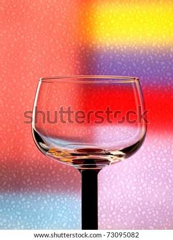 Abstract  glassware background design of wine glass on multicolored  background.