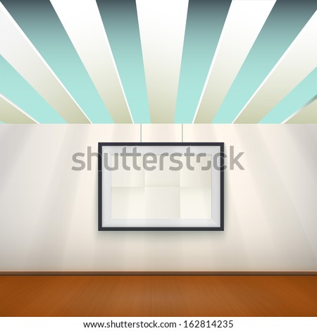 Poster template with frame on a  wall, . Easy to edit, for your design.