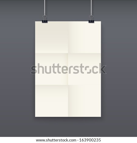 White poster template on a rope, . Easy to edit, for your design.