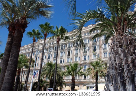 CANNES, FRANCE - JULY 23: Hotel in Cannes July 23, 2008 in Cannes, France. The famous hotels on the croisette, known for its filmfestival in may.
