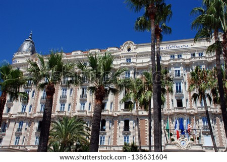 CANNES, FRANCE - JULY 23: Carlton Hotel in Cannes July 23, 2008 in Cannes, France. The famous Carlton Hotel on the croisette, known for its filmfestival in may.