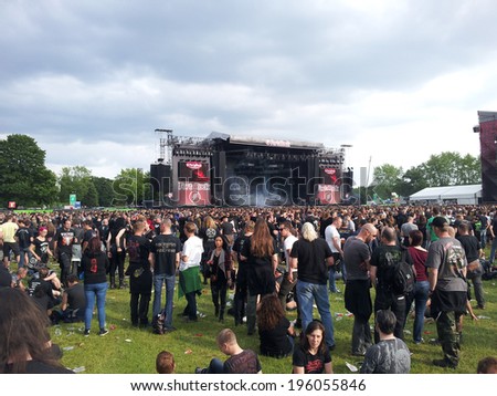 NIJMEGEN, THE NETHERLANDS - MAY 31: The famous metal music festival Fortarock on may 31, 2014 in Nijmegen, The netherlands. Fortarock is a well known metal festival with visitors from all over Europe.