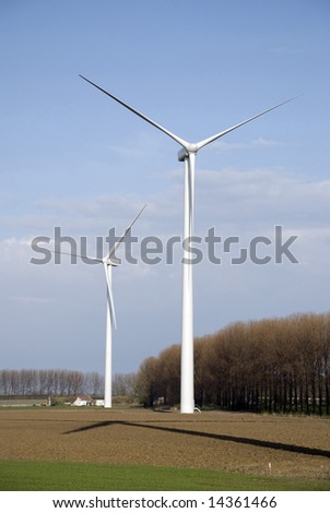 Wind turbines producing clean energy in the netherlands