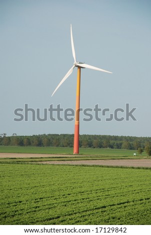 Windturbines producing clean energy in the netherlands