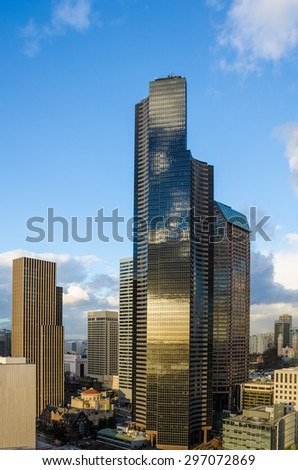 SEATTLE, WASHINGTON - JANUARY 3, 2014: Columbia Center is the tallest skyscraper in the city. The office tower contains 76 stories above ground and seven below.