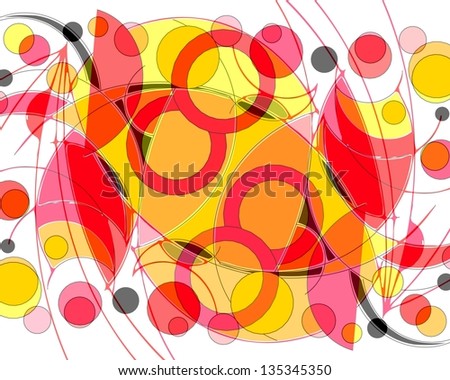 Modern abstract design in bright colors superimposed on a plain white background perfect for unusual wallpapers.