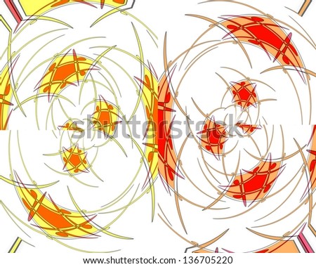 Unusual modern abstract design in spherical format  superimposed  on a  plain white background suitable for trendy wallpapers with a geometric theme.