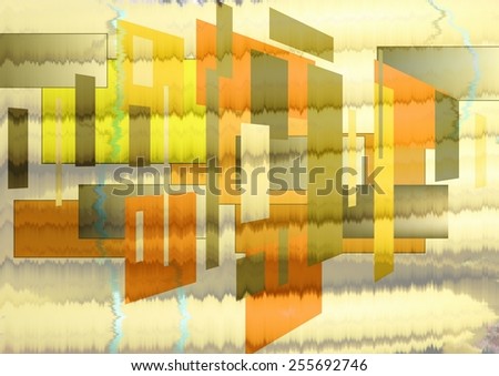 Superb unique  colorful textured  modern  geometric abstract design superimposed  with   circular  motifs on an   orange and blue  background ideal for wallpapers  and chic backgrounds.