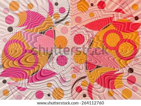 Charming distinctive    modern abstract design with  geometric   motifs in two picture format superimposed  on  a textured  pattern   background ideal for classic wallpapers and subtle  backgrounds.