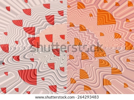 Charming distinctive    modern abstract design with  geometric   motifs in two picture format superimposed  on  a textured  pattern   background ideal for classic wallpapers and backgrounds.
