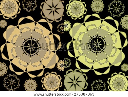Stunning  unique  colorful   modern  geometric  and floral  neon glow abstract design superimposed   on a  plain black background ideal for fancy  wallpapers  and chic backgrounds.