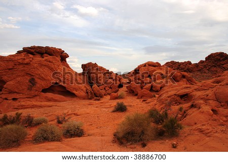 Red sand in Valley of Fire State Park. Nevada.