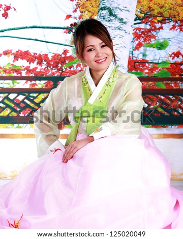 Woman Asian girl hanbok dress Korea