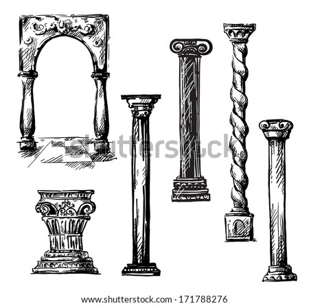 Set of doodle columns.