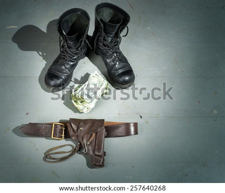 Holster, boots with high ankle boots, dollars