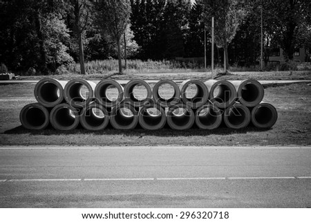 Sewage pipes stacked on top of each other
