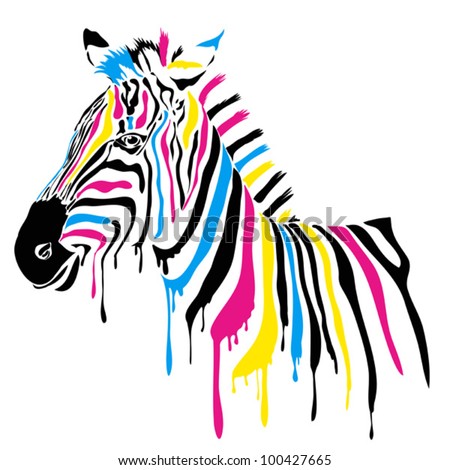 Zebra With Colored Stripes