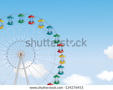 Observation wheel on the sky background
