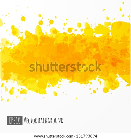 Background with big yellow splash. Vector illustration.