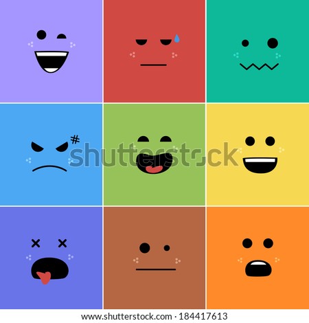 Cartoon faces with emotions v.2