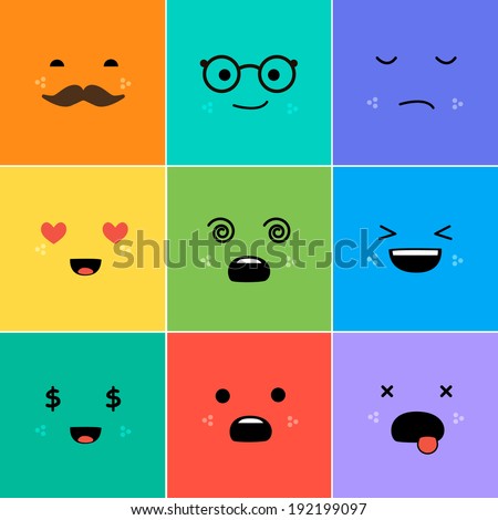 Cartoon faces with emotions v.3